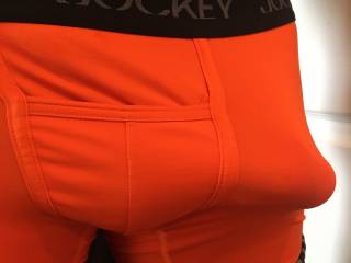 Kate got me all worked up while wearing my blaze orange hunting briefs😈