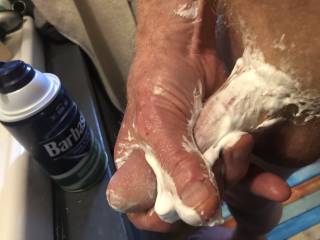 Going to shave, but had to masturbate when I put the shaving cream on.