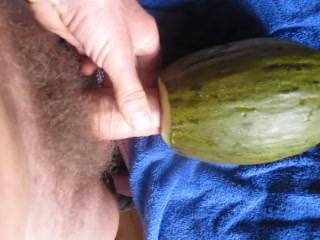 Heavily cumming into a juicy melon dreaming of face- and assfucking a willing girl
