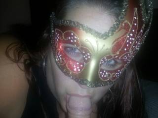 My playmate bought this mask and asked me to wear it while I was sucking his cock, he though it was really sexy..............