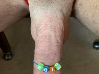 Monthly theme, I tried to shave my pubic hair into a heart but failed, so I took it all off. The underwear just needed some new beads sewn in :)
