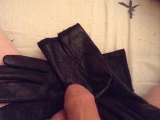 Leather gloves on my balls