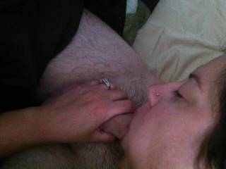 Mmm sucking on his fat cock! Who wants to play with his balls or lick my pussy ?