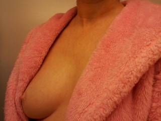 I think I want to get my hands under your fuzzy robe, slowly strip it off you, to better lick and taste and suck your gorgeous tits...