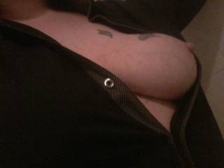 A semi deliberate nipple slip while Sally was out... Her shirts are usually quite open..