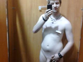 At one of my old jobs I used to get horny and would get naked in the changing rooms and jerk off and take nude pics.
