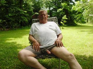 Horny old man outdoors