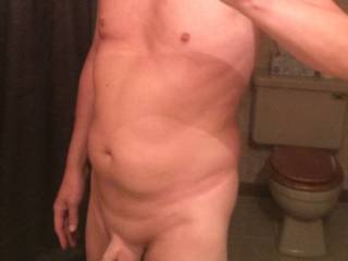 Has does my tanned body and cock look? Would you suck and fuck it?