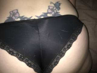 gettingready to sit on my cock. who wants to pull those panties aside