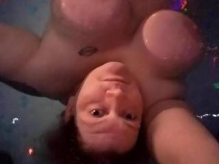 My tits floating in the pool