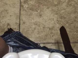 Mastubating in a busy public restroom is one of my favorites. I made sure to be as loud as possible so anyone outside the door could hear me jerking on my cock. Great orgasm!
