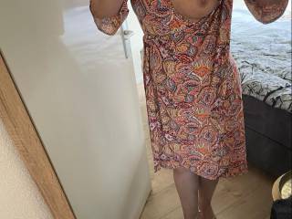 Trying on a dress hubby got me for our summer trip and thought I'd show him what was waiting for him when he got home as a reward