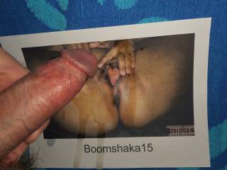Milking out more of my cream onto Mrs. Boomshaka15's spread open pussy  >:)