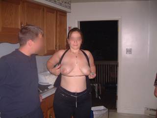 wife flashing tits at a party