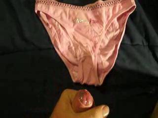 A pair of cute panties belonging to a cute friend of mine. Had to cum over them.