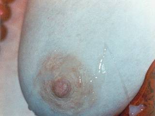 Jerked off on ex-wife's big tit after a great blowjob.