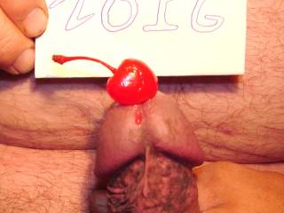 Love how the cherry juice is running down the head of your cock...just like precum!