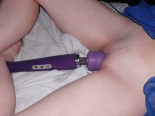 Vibrating her hot wet pussy with her magic vibrating wand. Got her soooo worked up and dripping wet...all this was just the start...warming up!! And in the process I got myself rock hard and horny as fuck!