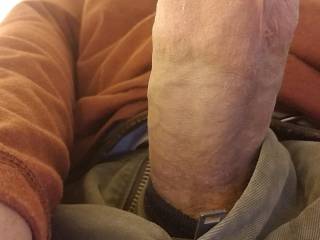 Just showing off the big throbbing cock. Who wants there mouth filled with this long fat cock ?