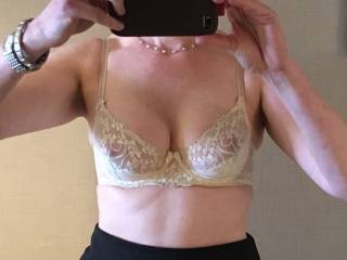 Getting ready for work, thought I’d show you all my favourite bra.  Do you like it?  Shall I wear a sheer blouse today?