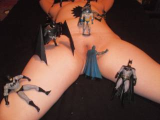 my whore girlfriend showing her love for batman.and my penis.