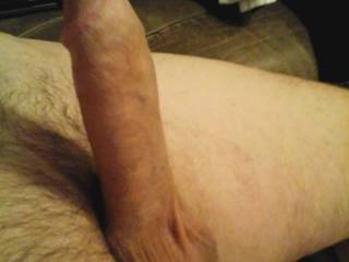 A different view of his hard cock yesterday morning, ready to satisfy. Anyone want to take a ride?