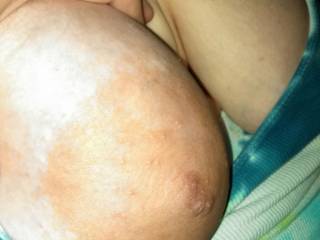Wife's big nipple, she loves them licked, wanna give it a tongue lashing?