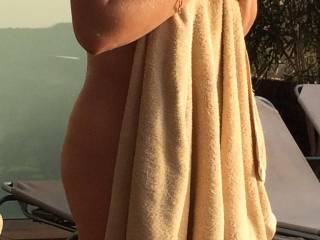 drying off after being fucked in the pool