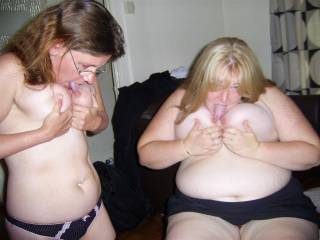 I'd love to line you two up and suck those gorgeous tits till your nipples are hard, then peel down your panties and fuck you one after the other.....
;)