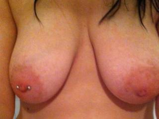 Amazing tits...love your big aerolas (my favorite!) and your nipple ring!!