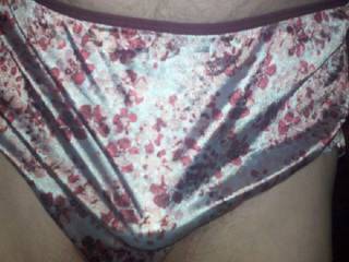 My gf's sexy satin panties, these feel GOOD !