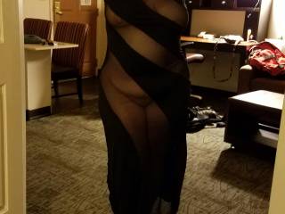 Wife getting ready for the night.