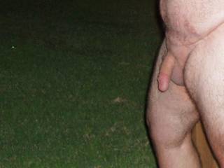 Hubby posing nude in the front yard!  He was so exposed and nervous...made my pussy wet...I loved it!