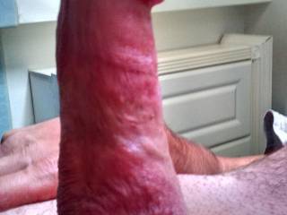Gorgeous cock!!! Love to run my tongue all over that nice cock head before swallowing your cum!!!
