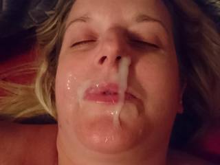 Another messy cum shot on her face