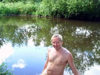 Love to be naked outdoors - here on the bank of the River Goyt