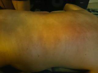 Whipped after a massage at a recent swingers party.