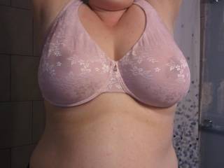 Wife is so very sexy in pink bra seeing her fantastic nipples getting so hard and erect makes my thick cock throbbing hard ready to release a big hot load....
