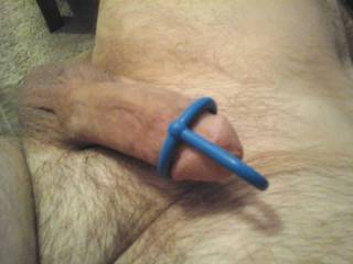 The "Cum Stopper" plug with Glans Ring in my hardening cock.