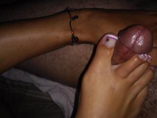 wife giving me a footjob...she just knows what i love...she also knows that i cant resist her perfect, gorgeous feet!! mmm!
