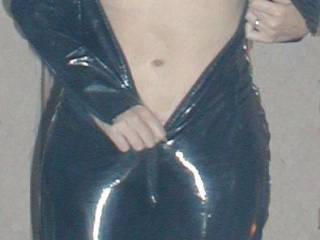 wife in her pvc catsuit