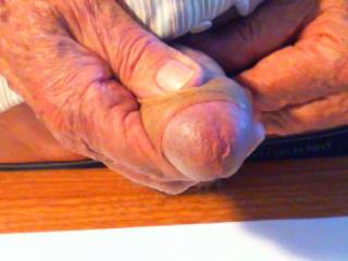 Nice thick cock and foreskin.  Please post a vid; I love to see a mature man enjoying himself.  From Mrs. Floridaman