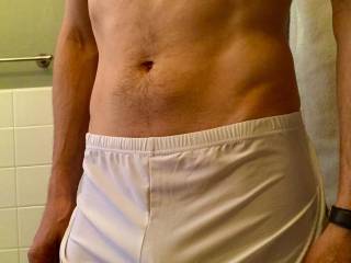 My big dick bulge in white boxers struggling to contain it
