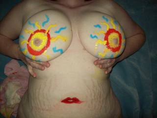 Really creative and sexy.  Fantastic.  Love the lips painted aound your belly button.  Has gone in my favs & 'Artistic' collection