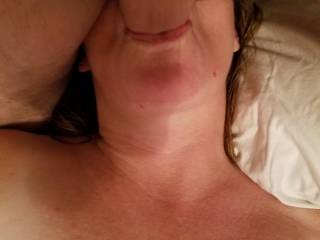My wife has a vibrator buried in her pussy while my cock is deep in her throat