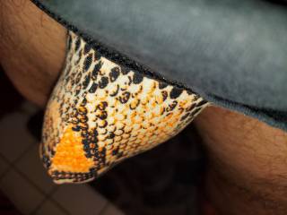 Mens Bulge Pouch G-string Thong Bikini  Underwear Snake Orange