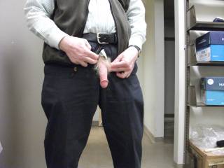 airing out my limp dick in the store room