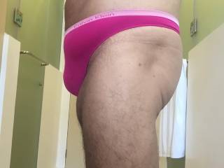 In my hotel room pink thong