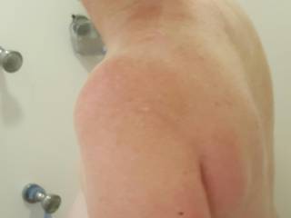 getting clean for you!  Care to play with my big milk filled boobs?