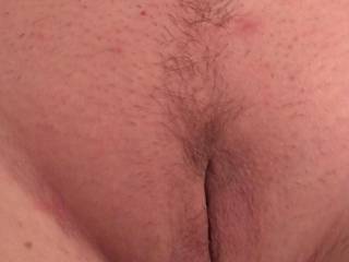 Another shot of the wife's freshly trimmed pussy.